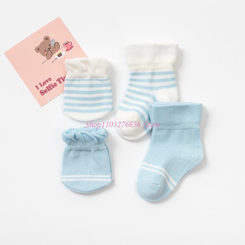 Baby Mittens Scratch - R6FD 4 Pairs/Set Baby Gloves Socks