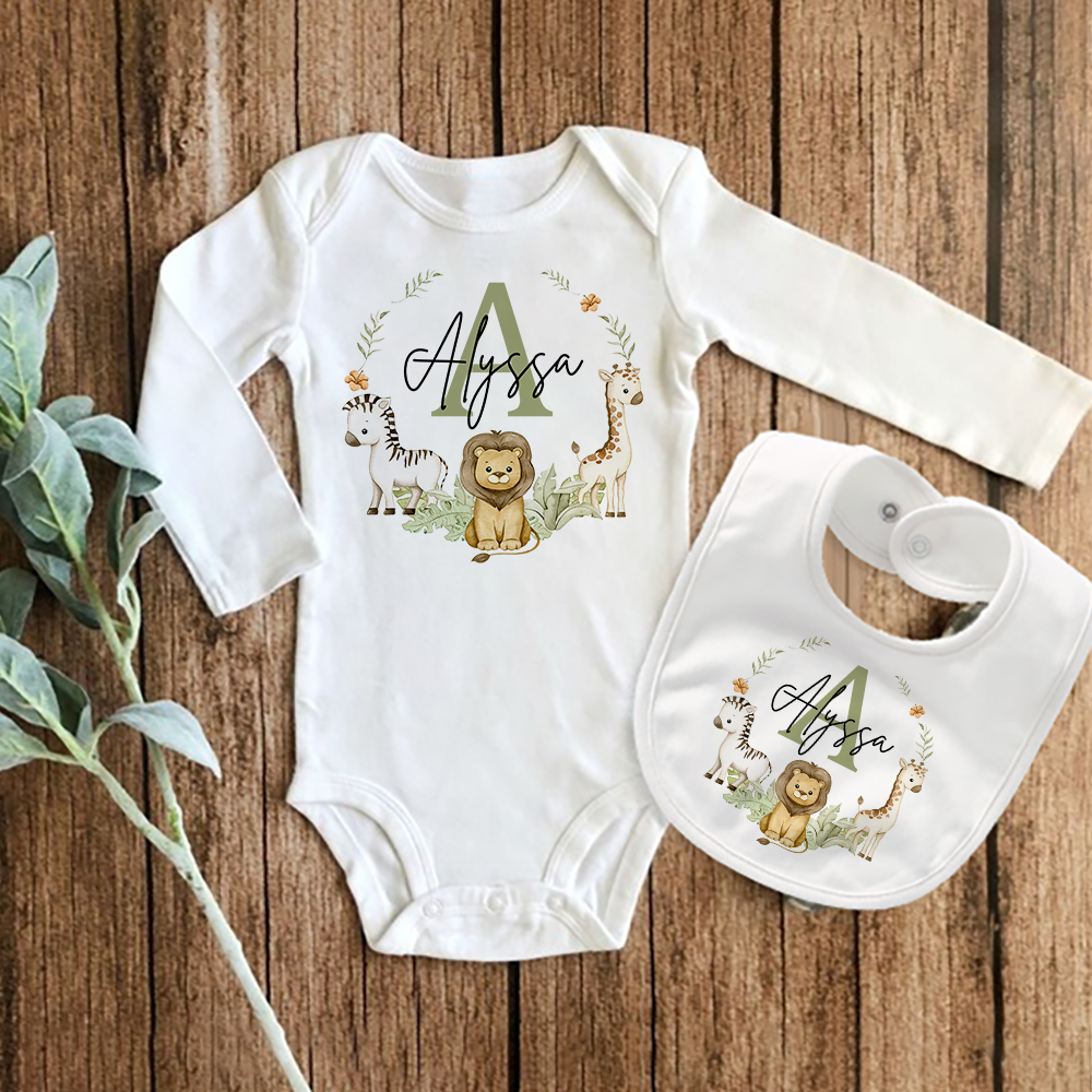 Baby Clothing Name - Personalized Matching Baby Bib & Romper