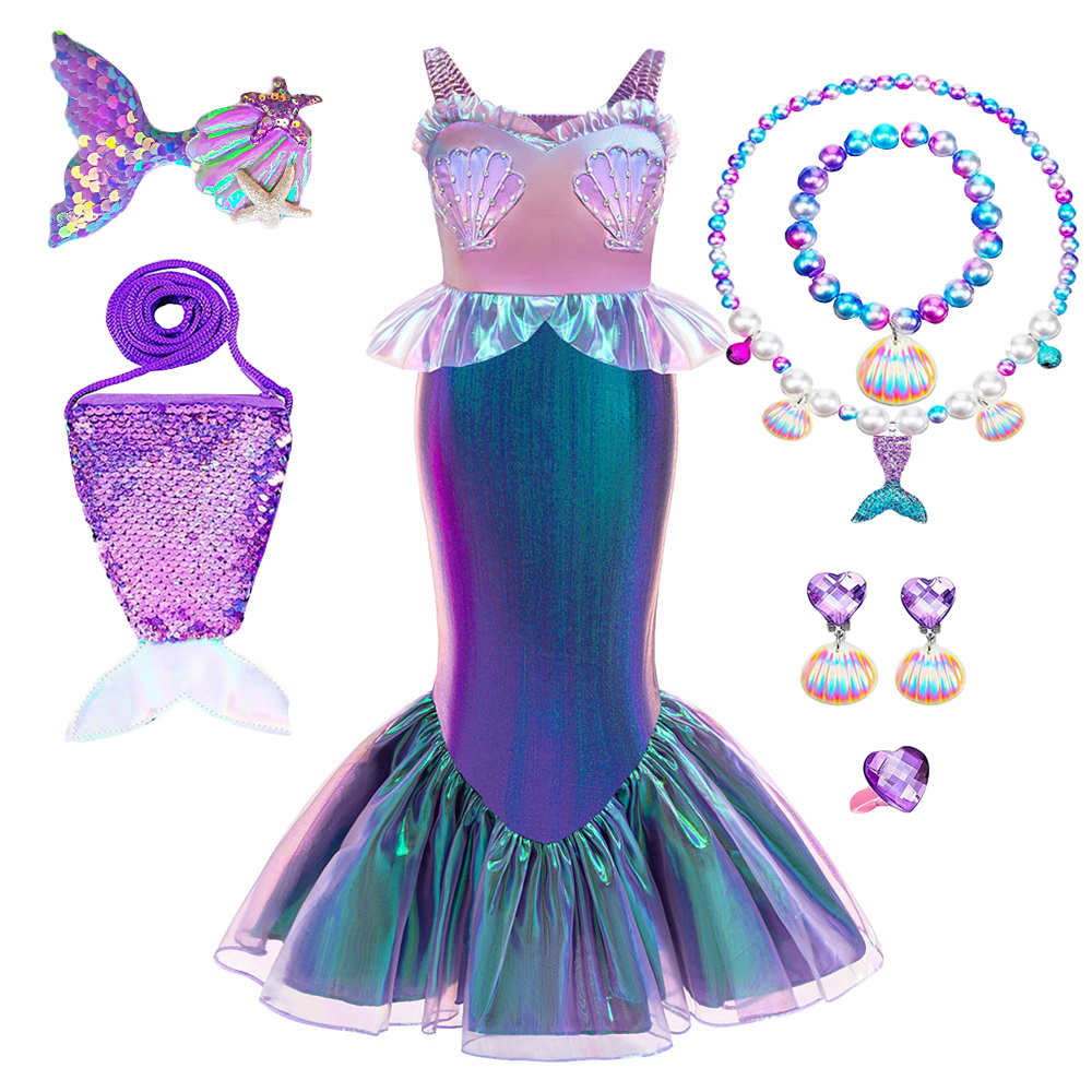 Baby Clothing Sizes - 7pcs Girls Little Mermaid Cosplay Party