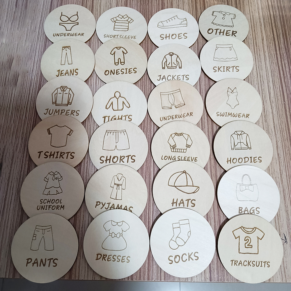 Baby Clothing Tags - Wooden Wardrobe Labels, Kids Clothing Tag,