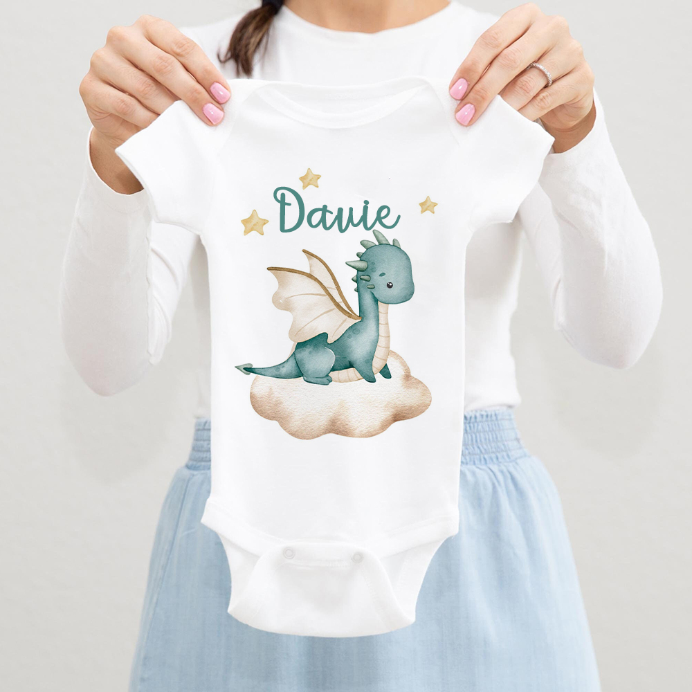Baby Clothing Name - Personalized Dragon Baby Bodysuit Custom Name