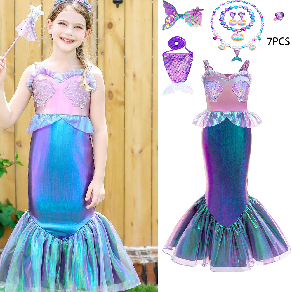 7pcs Girls Little Mermaid Cosp - огляд і ціна Baby Clothing Sizes