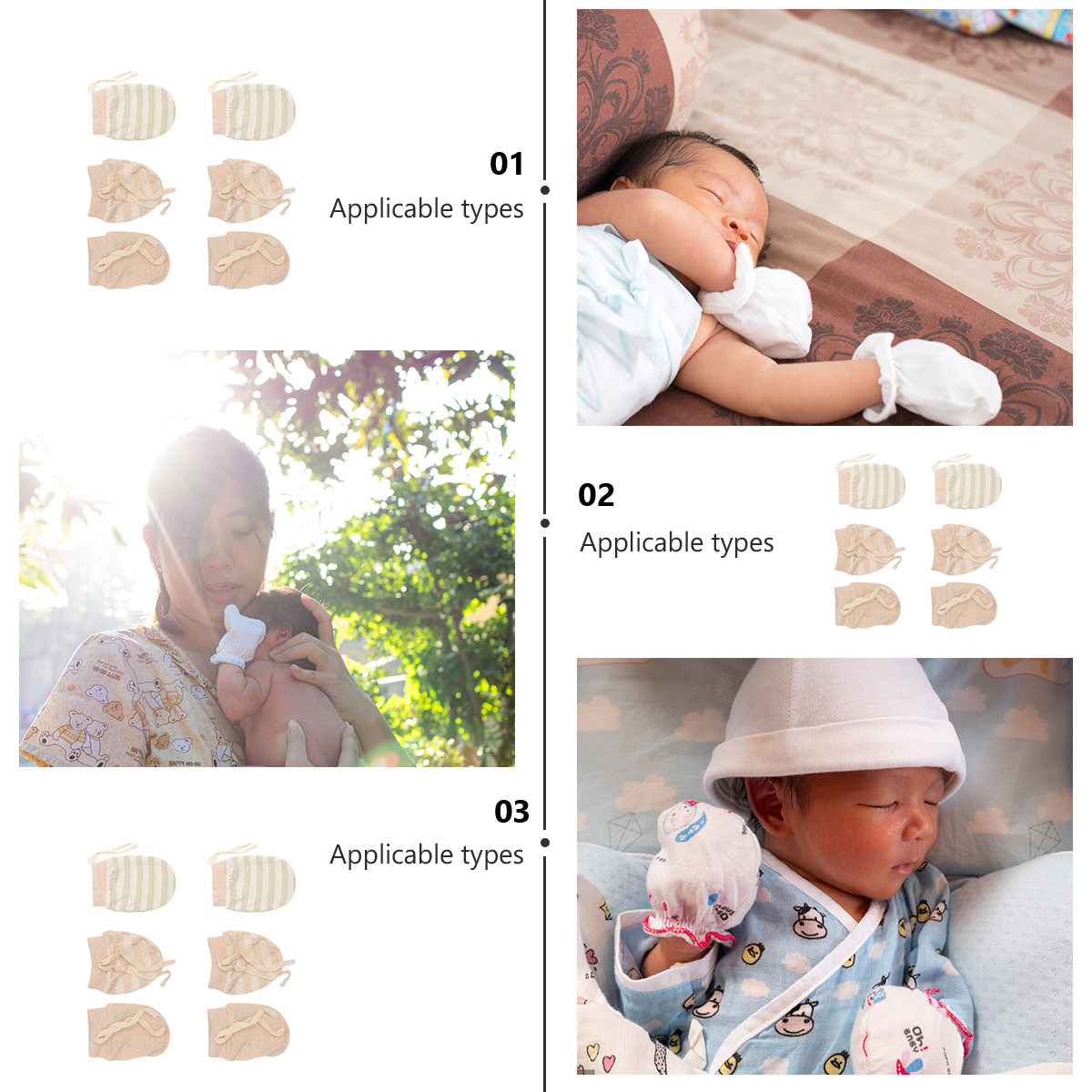 3Pairs Newborn Baby Mittens Pu - огляд і ціна Baby Mittens Scratch